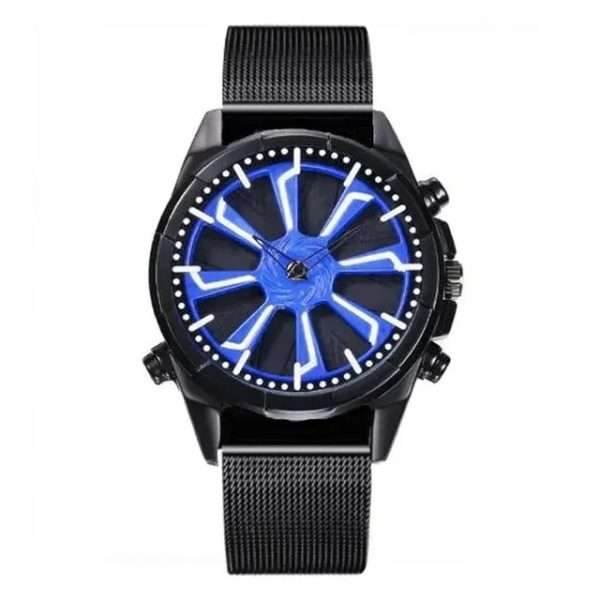 New Fashion Hot Sell Men's Watch 360 Degree Rotating Wheel Rim Dial Leather Strap Waterproof Sport Quartz Watch Cool Clock
