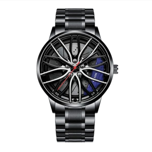 Car Watches for Men Stainless Steel Quartz Wrist Watch Sports Men Watches with Car Wheel Rim Hub Design Reloj Hombre - Image 3