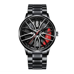 Car Watches for Men Stainless Steel Quartz Wrist Watch Sports Men Watches with Car Wheel Rim Hub Design Reloj Hombre
