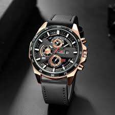 Premium 46mm Large Leather Quartz Sports Wristwacth For Mens - Image 4